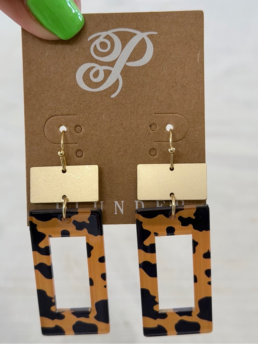 Plunder Rectangle Drop Earrings with Gold Accent